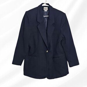 2/$20 Leslie Fay Dark Navy Wool Blazer Size 20W Padded Shoulders- Flawed